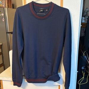 Boss Navy Blue Crewneck Sweater with Red Accents